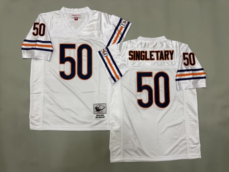 Men 2025 Nike Chicago Bears #50 Singletary White Throwback Limited NFL Jersey style 001->chicago bears->NFL Jersey